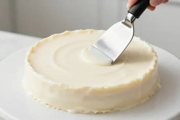 Plateau tournant et spatule coudée : le duo indispensable pour lisser un gâteau